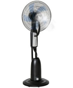 HOMCOM 18" Pedestal Fan with Water Mist Spray, Standing Fan, Humidifying Misting Fan with 3 Speeds, 2.8L Water Tank, Black