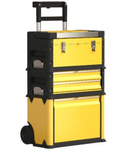 HOMCOM 3-in-1 Stackable Rolling Tool Box - Yellow