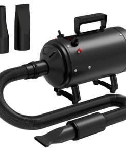 PawHut 2200W Dog Hair Dryer with Adjustable Temperature & Velocity, 3 Different Nozzles, Black