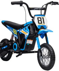 AIYAPLAY Kids Electric Motorbike, 24V Ride On Motorcycle with 3 Speeds and Rear Suspension, Dirt Bike for 8-12 Years Old, Blue