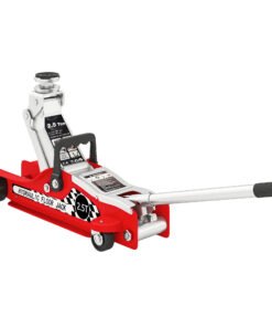 HOMCOM Hydraulic Low Profile Floor Jack, 2.5 Tonne Heavy Duty Steel Trolley Car Jack Lift with 80-360 mm Lifting Range, Wheels, Top Handle, Red