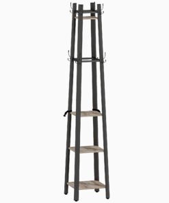 HOMCOM Industrial-Style Four Shelf Coat Stand - Grey/Black