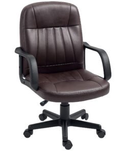 HOMCOM Swivel Executive Chair PU Leather Computer Desk Chair, Dark Brown