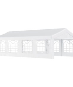 Outsunny 8m x 4m Garden Gazebo Marquee Wedding Shelter Level 4 Wind Protection, White