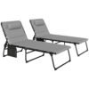 Outsunny Set of Two Reclining Sun Loungers - Light Grey