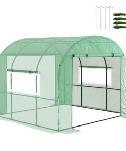Outsunny 300 x 300cm Walk-In Polytunnel Greenhouse - Green