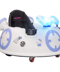 AIYAPLAY Hello Kitty Kids Ride on Bumper Car with Remote Control, Two Joysticks, Music, Lights, Safety Belt, White