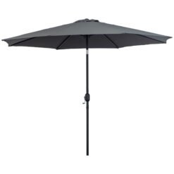 Outsunny 3(m) Tilting Parasol Garden Umbrellas, Outdoor Sun Shade with 8 Ribs, Tilt and Crank Handle for Balcony, Bench, Garden, Dark Grey