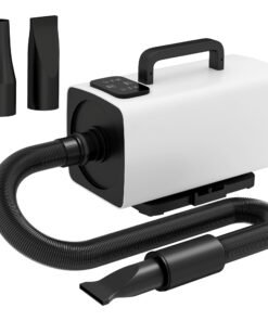 PawHut 2200W Dog Hair Dryer with Auto Adjustable Temperature & Airflow, 3 Nozzles, Digital Screen, for Dogs Cats, White