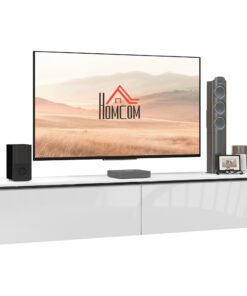 HOMCOM 160cm High Gloss Floating TV Unit Stand for TVs up to 70", Wall Mounted TV Cabinet with Storage Cupboards, White