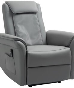 HOMCOM Recliner Armchair with 3D Kneading Massage, Breathable Leather Recliner Chair with Back Massager and Headrest, Electric Reclining Chair with Footrest, Remote, USB Port, Side Pockets for Home