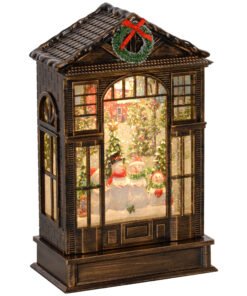 HOMCOM Christmas Snow Globe Lantern with Lights, Musical Snow Globe with Swirling Glitter, Battery Operated Musical Christmas Decoration for Holiday Party Gift, Bronze Tone