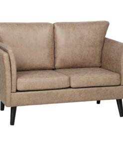 HOMCOM Two-Seater Leathaire Sofa - Light Brown