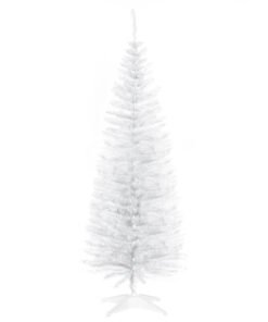 HOMCOM 5ft Unlit Artificial Christmas Tree, Pencil Slim Xmas Tree with Solid Stand and Realistic Branches, White