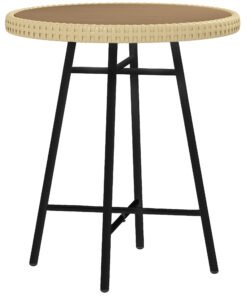 Outsunny Rattan Border Outdoor Side Table - Natural Wood Finish