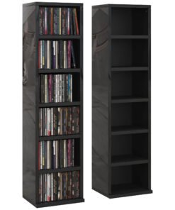 HOMCOM Set of Two 102 CD Storage Units - High Gloss Black