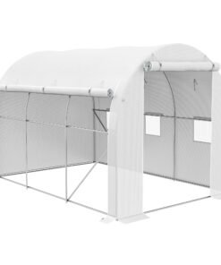 Outsunny 296 x 196cm Steel Frame Polytunnel Greenhouse - White