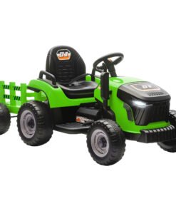 AIYAPLAY 12V Ride on Tractor and Trailer with Remote Control, Music, Shifter, Start-Up Sound, for Kids Ages 3-8 Years, Green