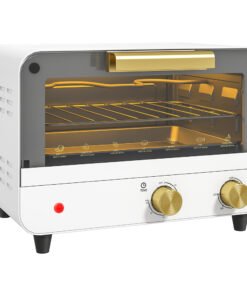 HOMCOM Small Toaster Oven, 12L Multifunction Mini Countertop Oven with Glass Door, Adjustable Temperature and Timer, Accessory Included, 750W, White