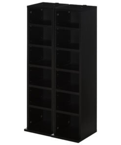 HOMCOM 204 CD Media Display Shelf Unit Set of 2 Blu-Ray Tower Rack w/ Adjustable Shelves Bookcase Storage Organiser, Black