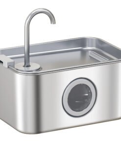 PawHut 3.2L Cat Water Fountain for Drinking, Cat Fountain Stainless Steel with Visible Water-Level Window, Ultra-Silent Pump