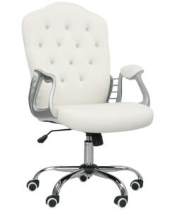 Vinsetto Velvet-Feel Work Chair, with Diamante Back - Cream
