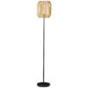 HOMCOM Farmhouse Standing Lamp, Floor Lamps with Hand Woven Rattan Lampshade for Living Room