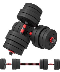 HOMCOM 30kg 2 IN 1 Adjustable Dumbbells Weight Set, Dumbbell Hand Weight Barbell for Body Fitness, Lifting Training for Home, Office, Gym, Black