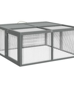 PawHut Wooden Folding Rabbit Hutch, for 2-3 Rabbits - Grey