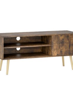 HOMCOM TV Stand up to 55 Inches, TV Unit with Open Shelves and Cable Holes - Brown