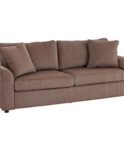 HOMCOM Modern 3 Seater Sofa with Spring Cushion, 212 cm Fabric Jumbo Cord Sofa Couch with 2 Scatter Cushions, Upholstered Corduroy Settee for Living Room, Bedroom, Home Office, Coffee