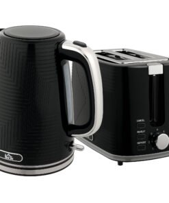 HOMCOM Modern Kettle and Toaster Set - Black
