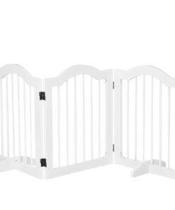 PawHut 3 Panels Dog Gate w/ Support Feet Fence Safety Barrier Freestanding Wood White