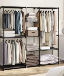 Industrial Open Wardrobe Clothes Rail Rack Bedroom Storage Metal Unit Shelves