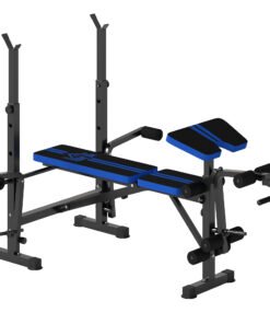 HOMCOM Adjustable Weight Bench with Leg Extension, Barbell Rack, Preacher Curl Pad, Butterfly, Multi-Function Home Gym Bench for Strength Training, Blue