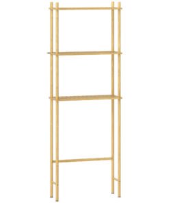 HOMCOM Bamboo Over Toilet Storage Unit with 3 Slatted Shelves, 3-Tier Freestanding Bathroom Shelf, Bathroom Space Saver, Natural Wood Finish