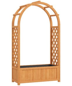 Outsunny Wooden Raised Garden Bed with Trellis, Liner, Drainage Holes, for Vine Climbing Plants, Flowers, 83 x 36 x 145 cm