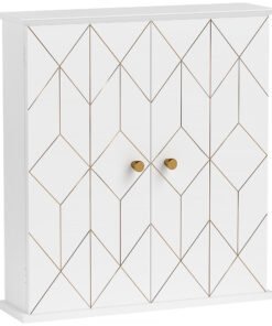 HOMCOM Bathroom Cabinet Wall Mounted, Bathroom Wall Cabinet Medicine Cabinet with 2 Doors, Adjustable Shelf, White