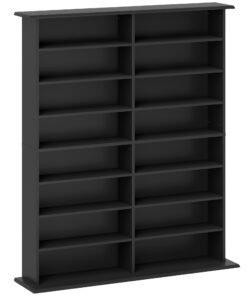 HOMCOM 16-Compartment Media Shelf - Black