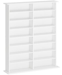 HOMCOM 16-Compartment Media Shelf- White