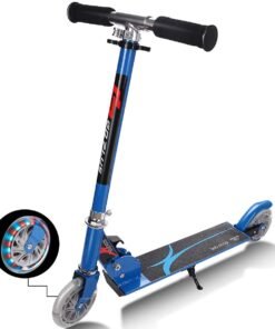 Kids Aluminum Folding Stunt Scooter with LED Wheels-Blue
