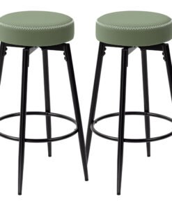 HOMCOM Set of Two Faux Leather Bar Stools - Green/Black