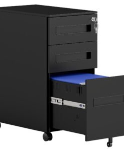 Vinsetto Three-Drawer Steel Filing Cabinet - Black