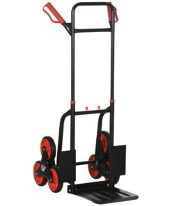 DURHAND Steel Folding Hand Truck, Heavy Duty Foldable Trolley on Wheels, Multi-Purpose Sack Truck Moving Trolley, 120kg, Red