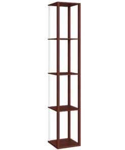 HOMCOM RGB LED Floor Lamp with Shelves, Modern Dimmable Standing Lamp with Remote Control, Adjustable Brightness & Speed for Living Room, Bedroom, Office, Brown