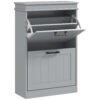 HOMCOM Two-Drawer Minimalistic 10-Shoe Cabinet - Grey