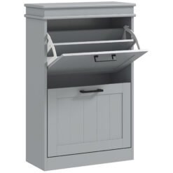 HOMCOM Two-Drawer Minimalistic 10-Shoe Cabinet - Grey