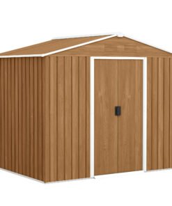 Outsunny 8x6 Metal Storage Shed Galvanised Steel Frame with Sloped Roof & Double Door for Homeowners, Brown