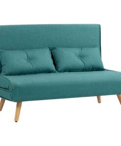 HOMCOM Two-Seater Linen-Look Sofa Bed - Green