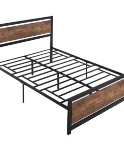 HOMCOM Double Size Metal Bed Frame with Headboard & Footboard, Strong Slat Support Full Bed Frame w/ Underbed Storage Space, Bedroom Furniture For Adults
